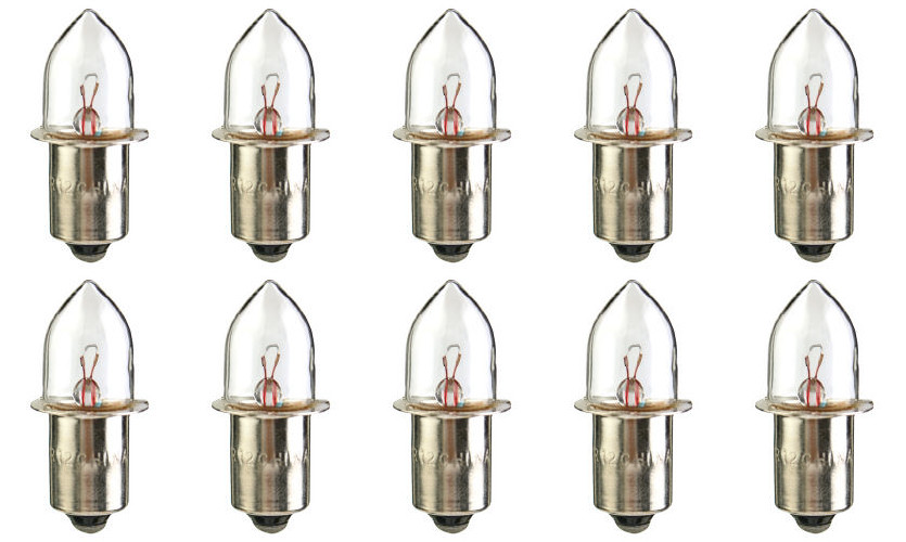 Box of 10 PR6 Miniature Flanged Flashlight Bulb, 2.47V, 0.741W