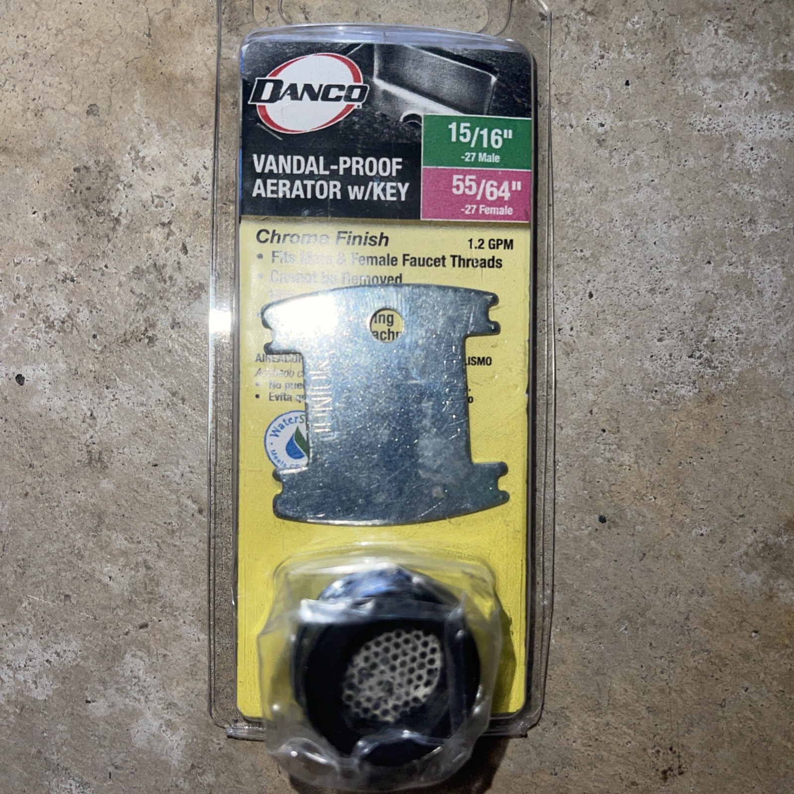Danco Dual Thread Vandal Proof Aerator Chrome Finish 15/16" x 55/64"  W/ Key New