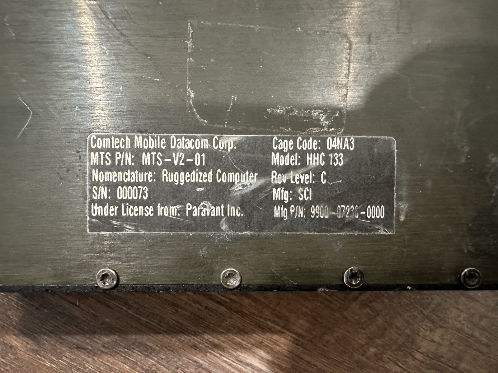 Paravant Ruggedized Military Computer Model HHC 133, Comtech Mobile, *Untested*