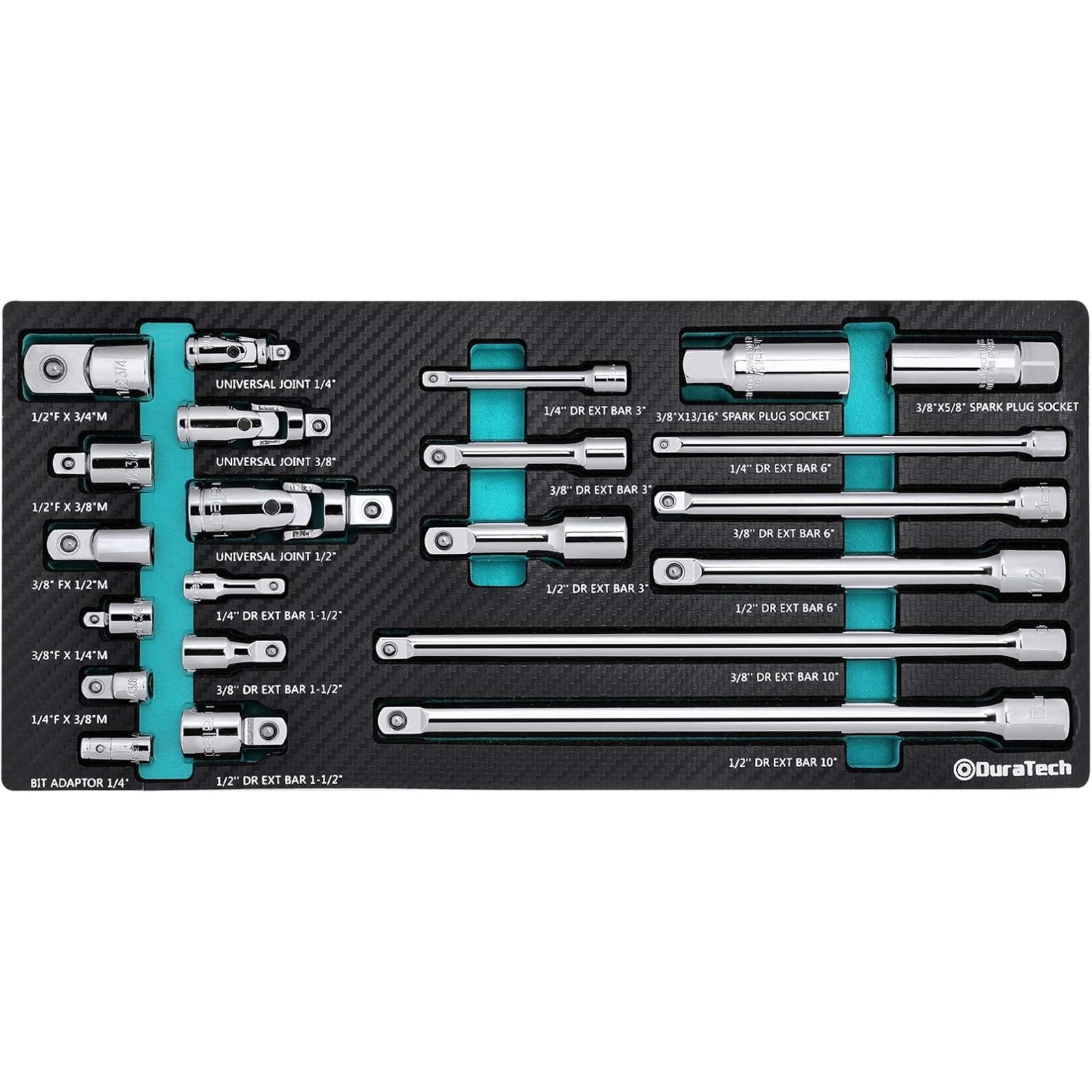Drive Tool Accessory Set 22 Piece Socket Extension Bars Cr V DURATECH