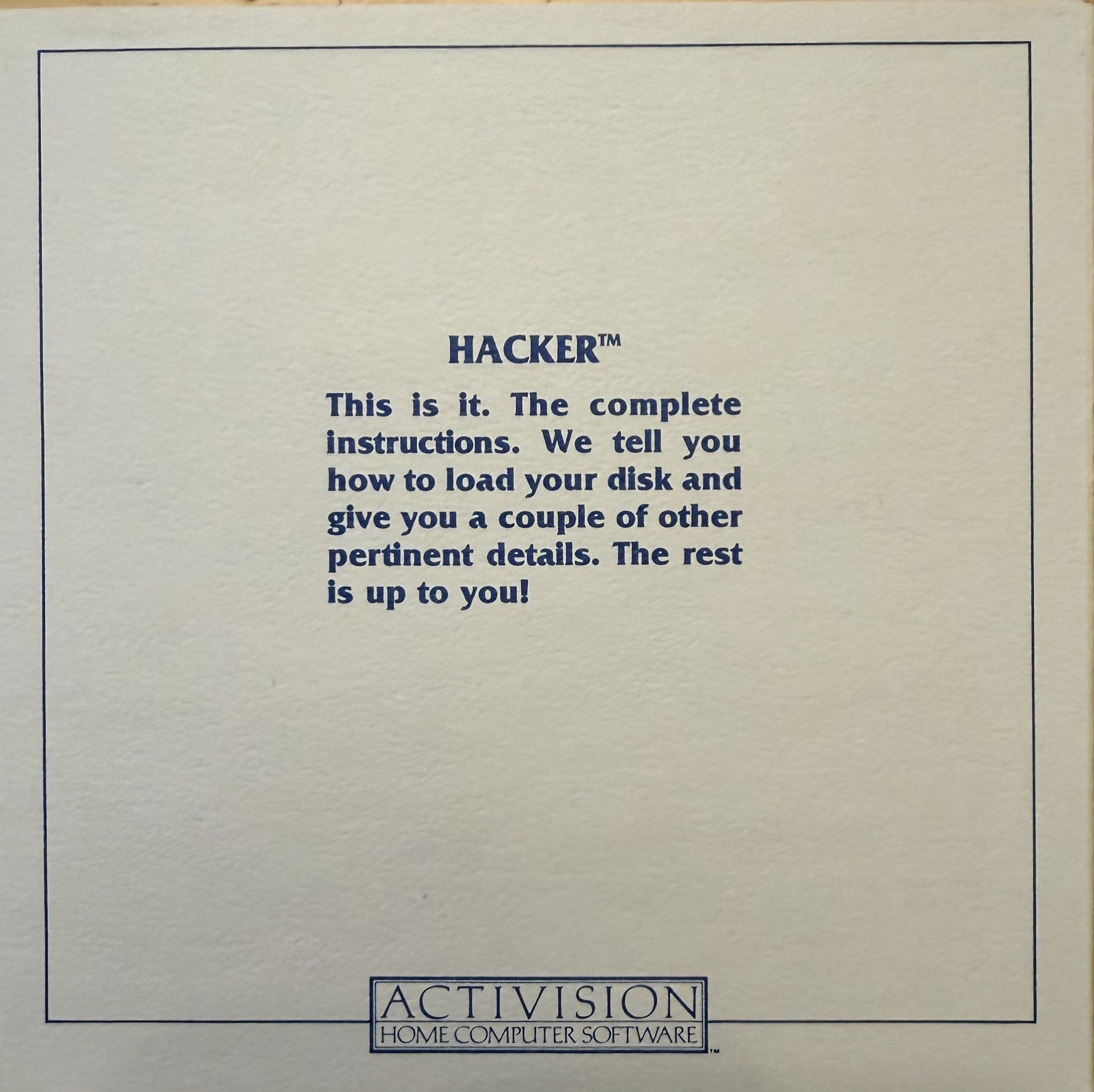 Hacker Commodore 64 C64 Activision Floppy Disk 1985 Tested CIB Free Shipping