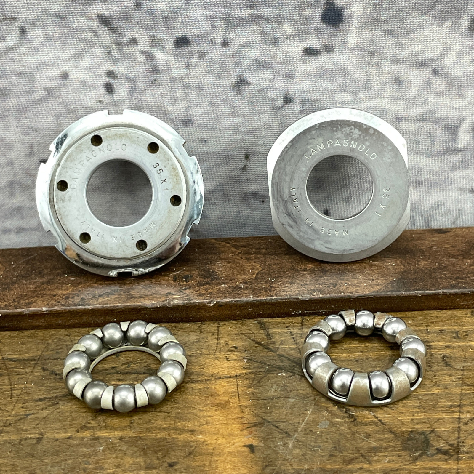 Vintage Campagnolo Bottom Bracket Cup Set FRENCH 35 x 1 Thread Parts 35x1