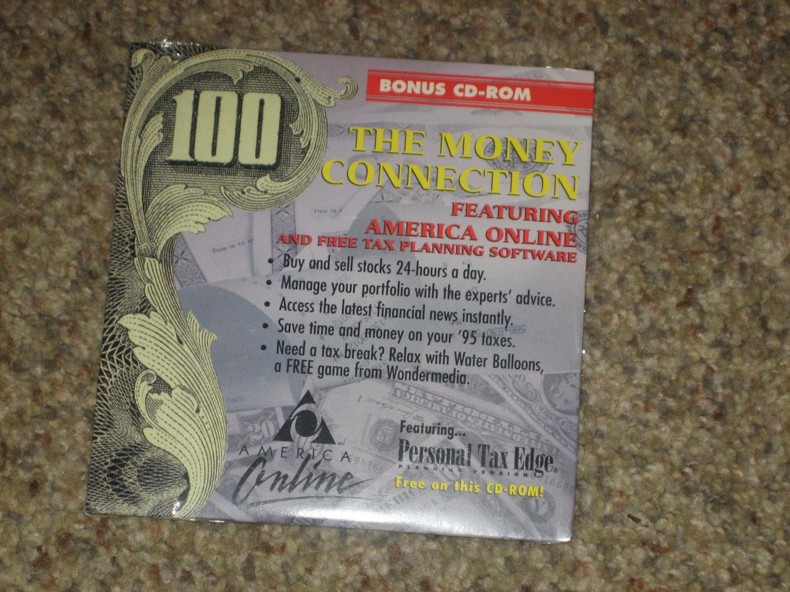 NOS 1995 THE MONEY CONNECTION America Online Collectible / Install Disc