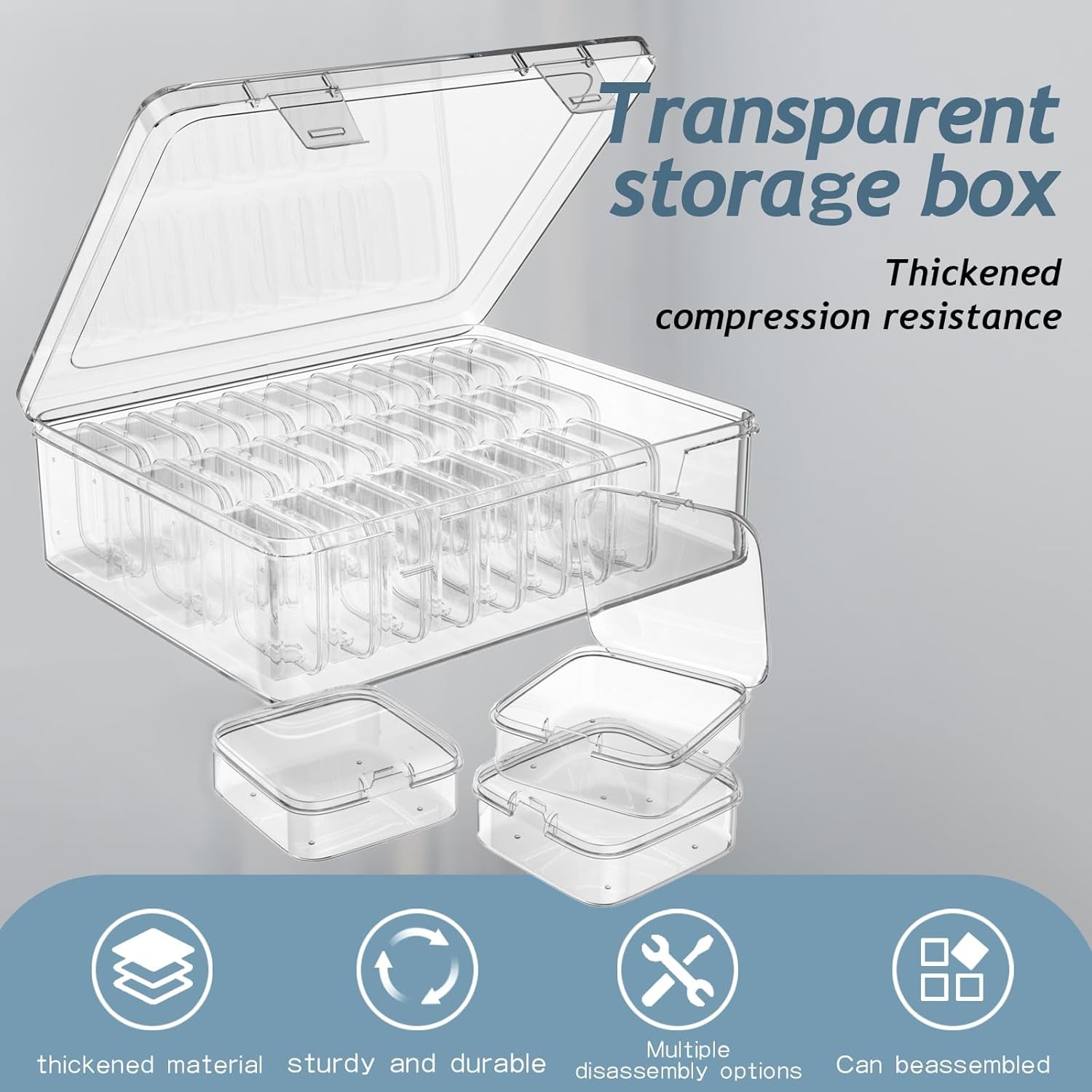 Bead Organizer Box, 30pcs Small Clear Plastic Storage Containers, Craft Storage