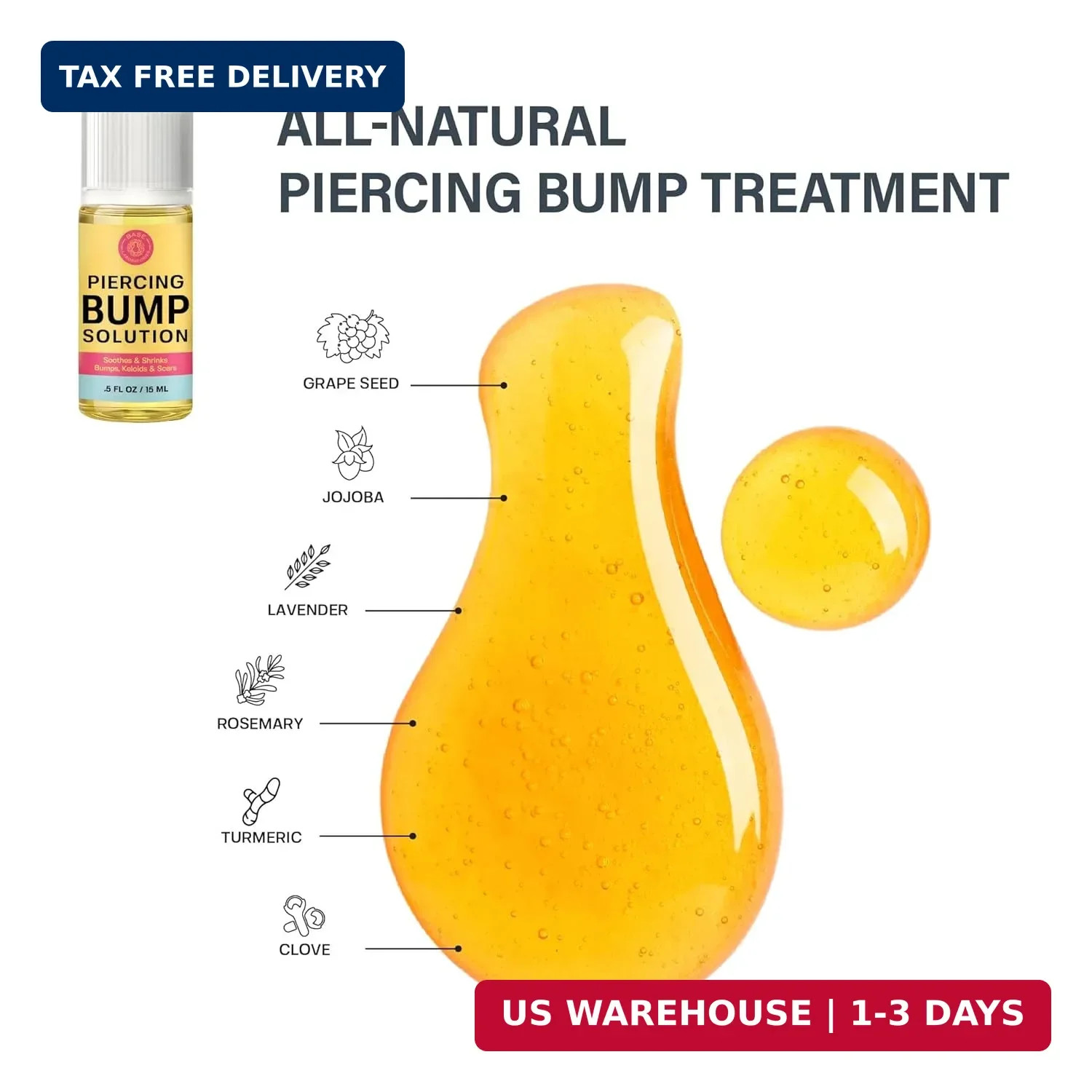 BASE LABORATORIES Piercing Bump Treatment & Keloid Remover Gel 2-Pack Set