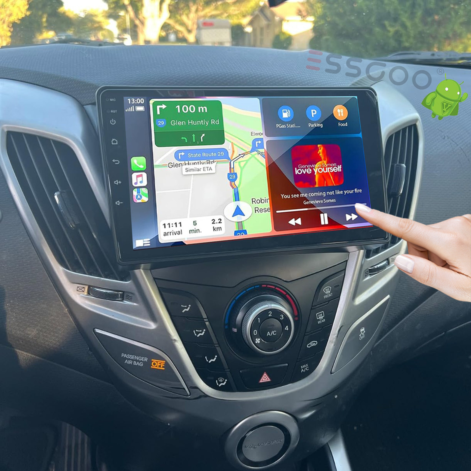 Apple CarPlay For 2011-2017 Hyundai Veloster 9" Android 15.0 Car Stereo Radio FM