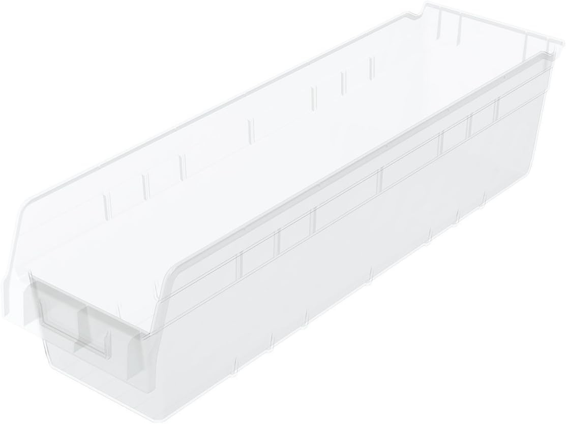 Clear Plastic Nesting Storage Bins, 24"x6"x6", 10-Pack for Organizing