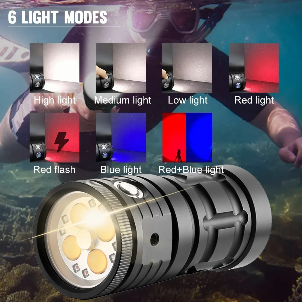 Special Strong Light Flashlight Diving Underwater Diving Photography Light