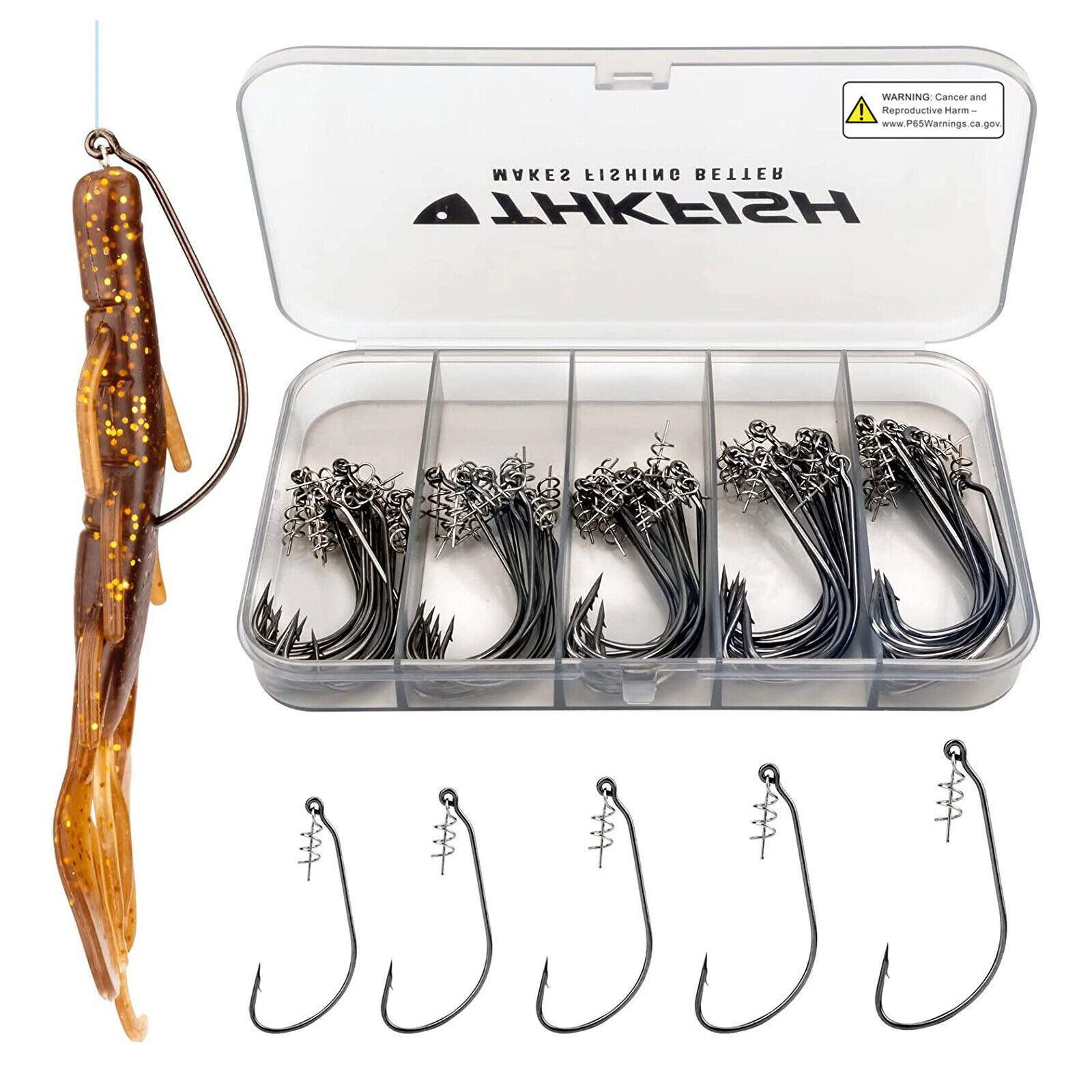 THKFISH 60PCS Fishing Hooks Twistlock Hooks wist Lock High Carbon Steel with Box