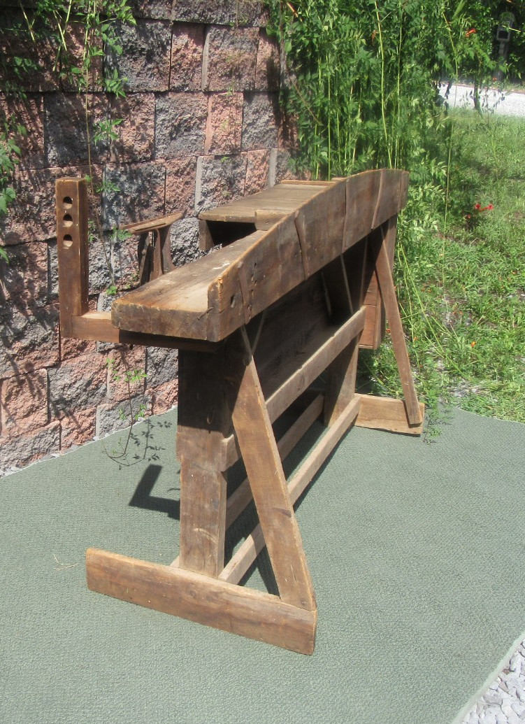 Antique Wood Carpenters Tool Workshop Saw Sharpening Work Bench Workbench