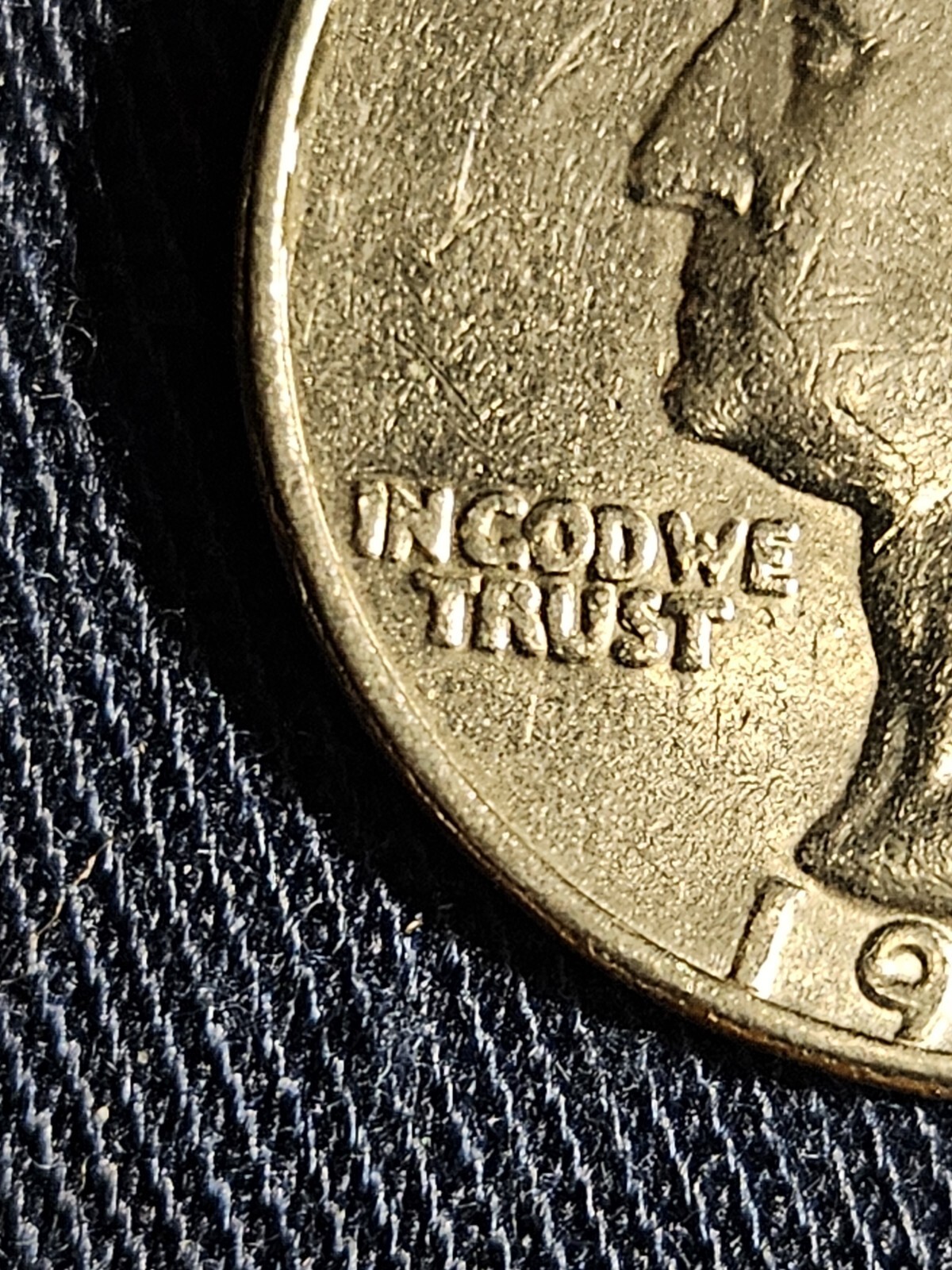 1982 D Quarter Errors Filled In Mint Mark, Letters On Rim, " In Cod We Trust" DD