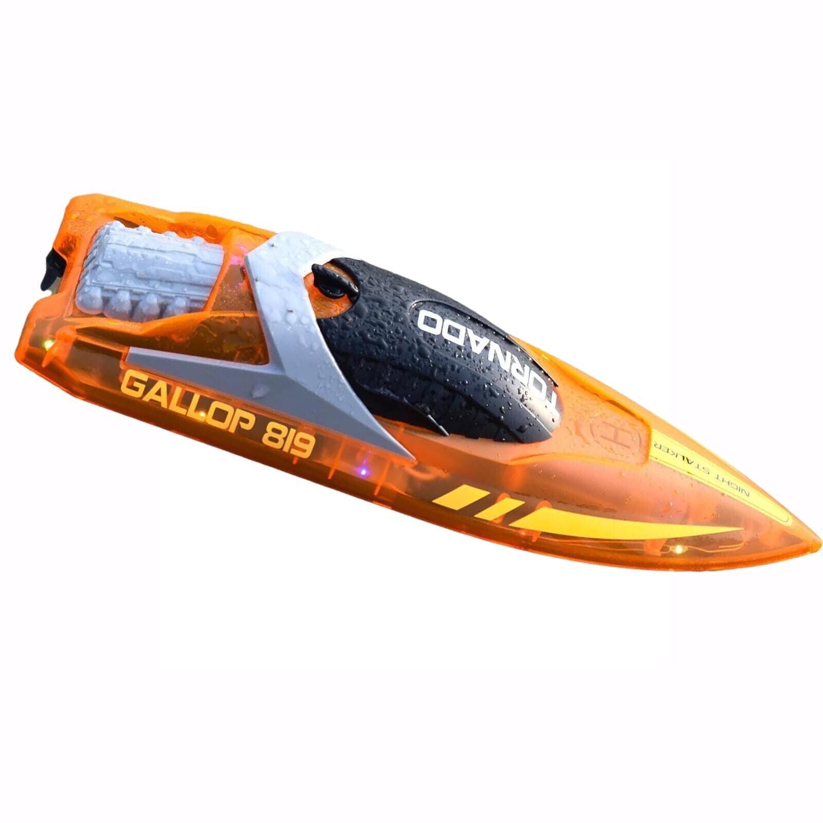 RC Boat with LED Lights - 15 MPH Remote Control Boat with 2pcs Boat Batteries2s