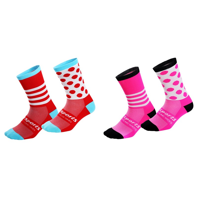 2Pairs Cycling Socks Riding Bicycle Bike Sports Ankle Socks XC MTB BMX Red Pink