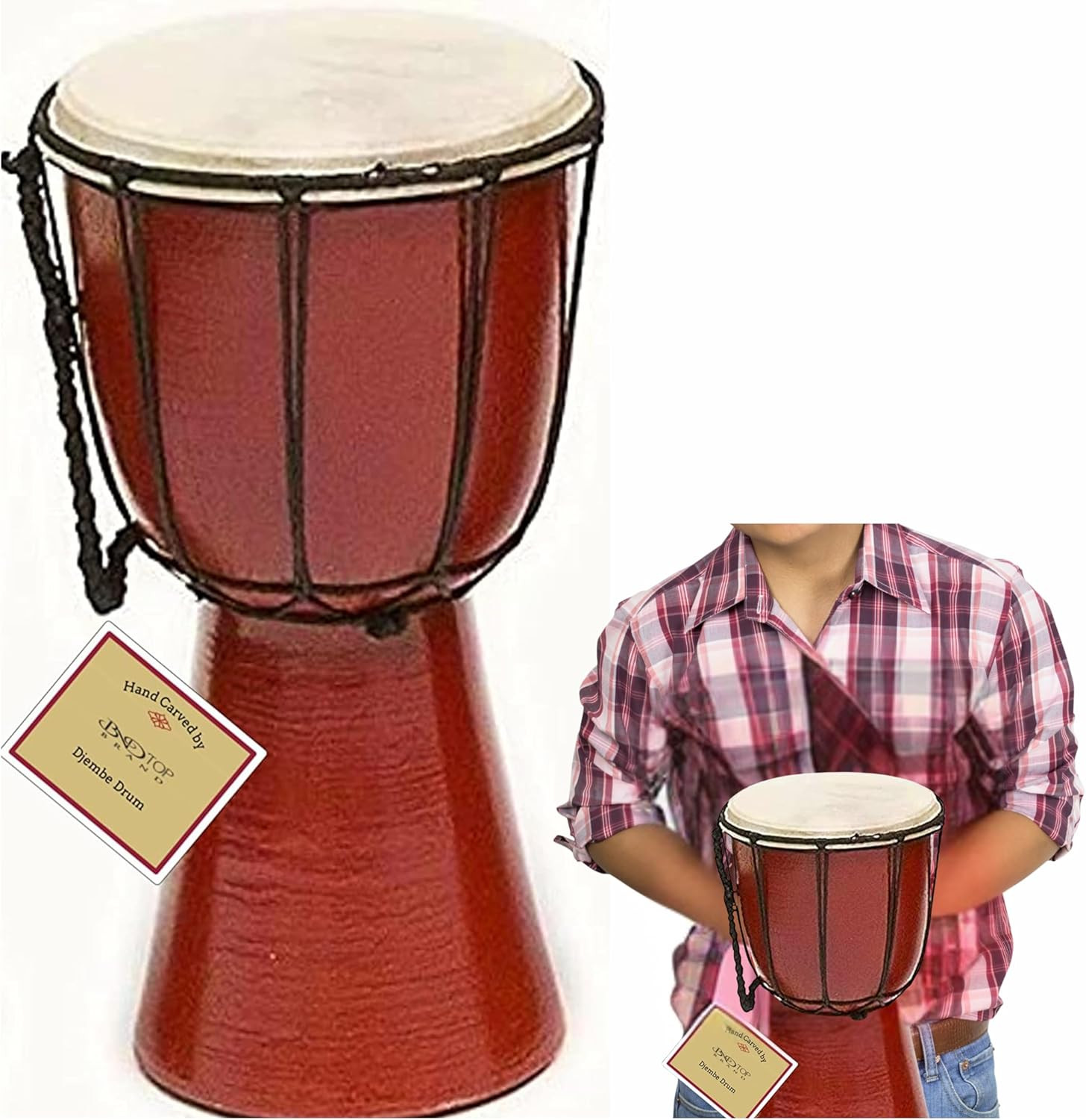 Drum Djembe Is a Rope Goat Skin Covered Goblet African Drum Played by Hands West
