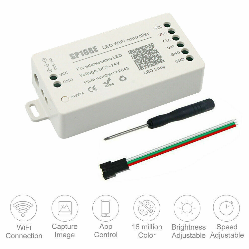 SP108E WIFI LED Controller Smart APP Control for WS2811 2812 LED Strip DC5-24V
