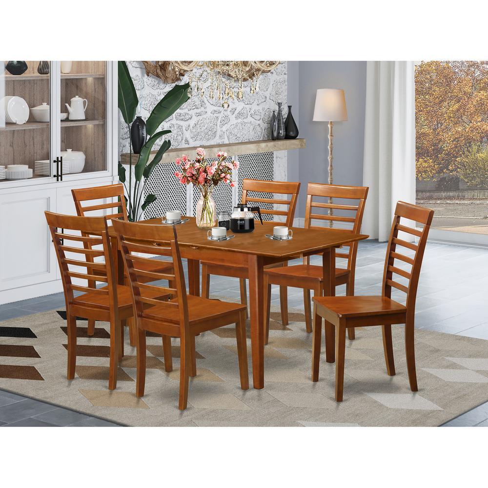 7 PC Kitchen Tables and chair set Table with a 12in Leaf and 6 ...