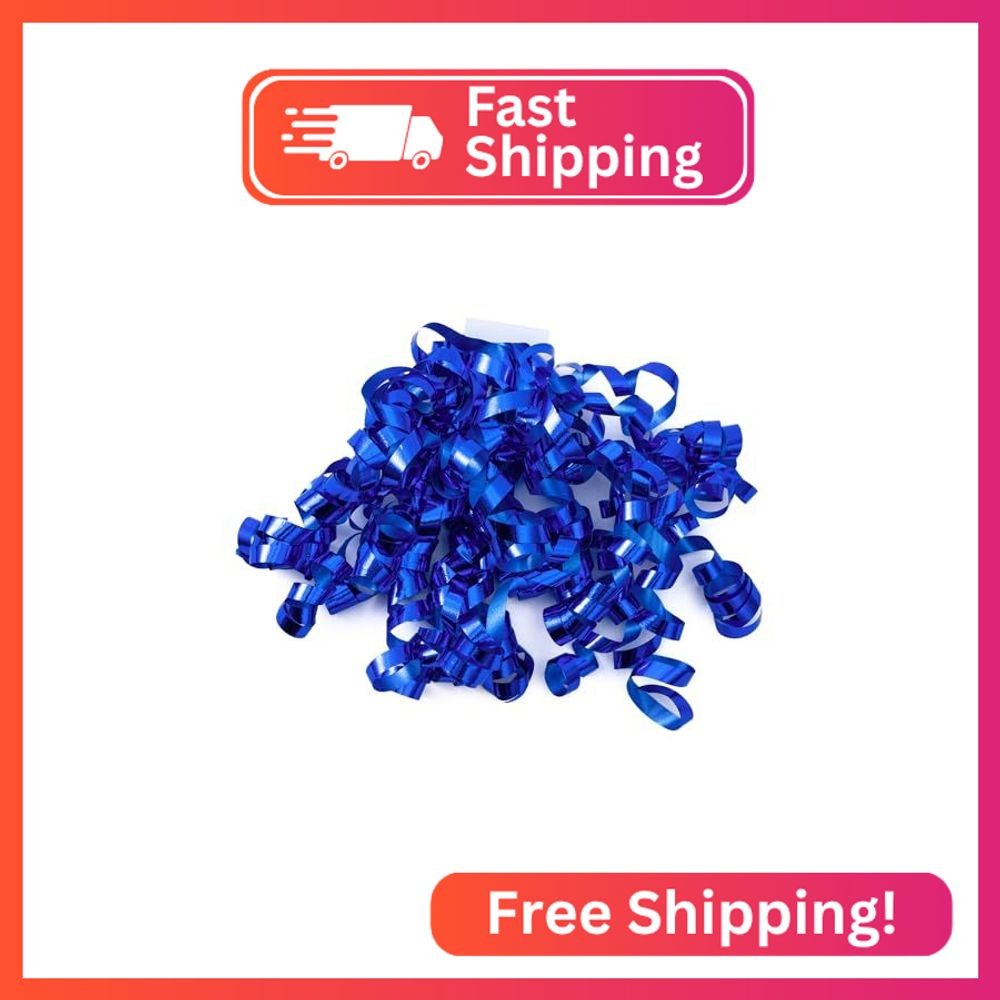 WRAPAHOLIC 12-Count Metallic Blue Self-Adhesive Curly Bows Gift Wrap Accessory -