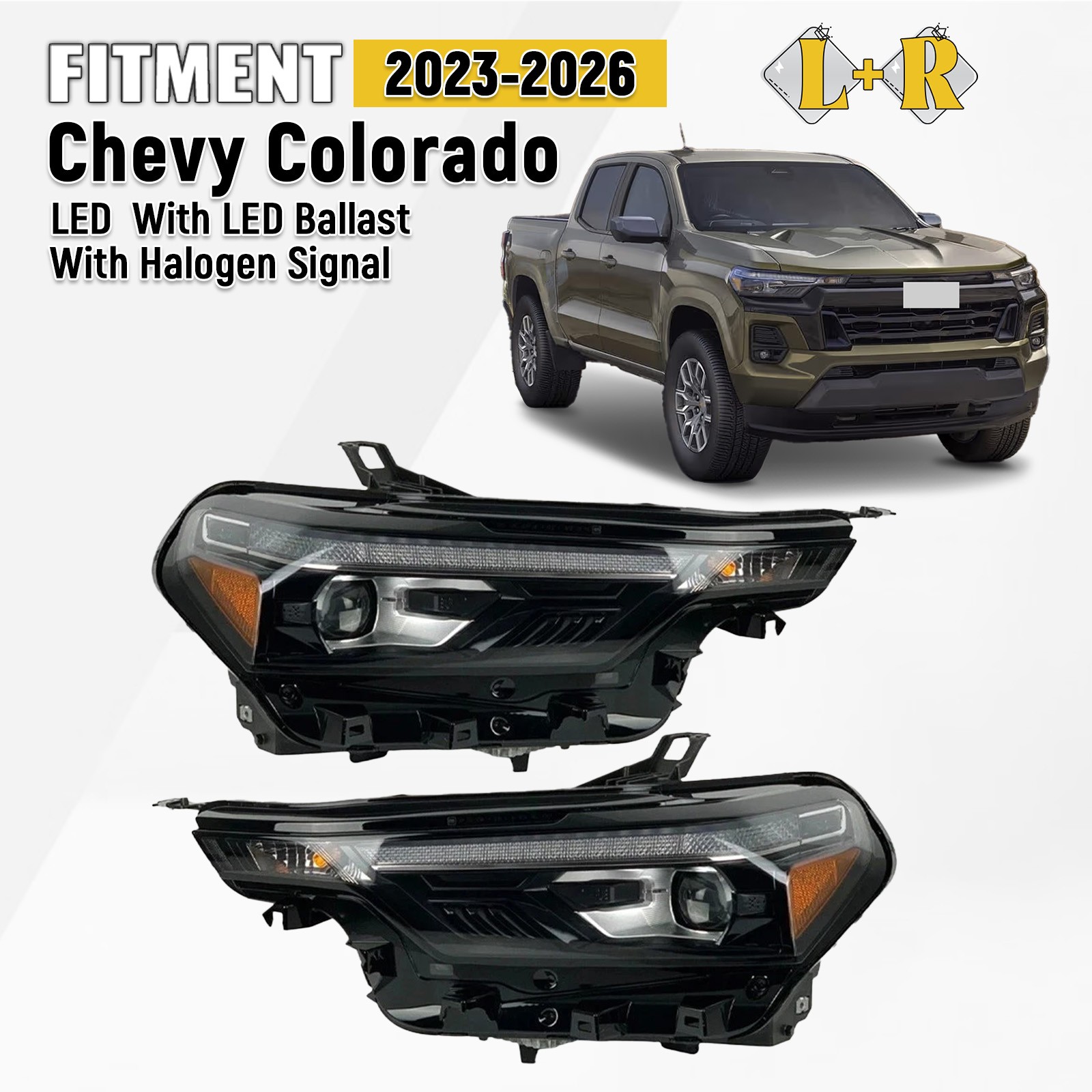 For 2023-2026 Chevy Colorado LED Projector Headlights Driver and Passenger Pair