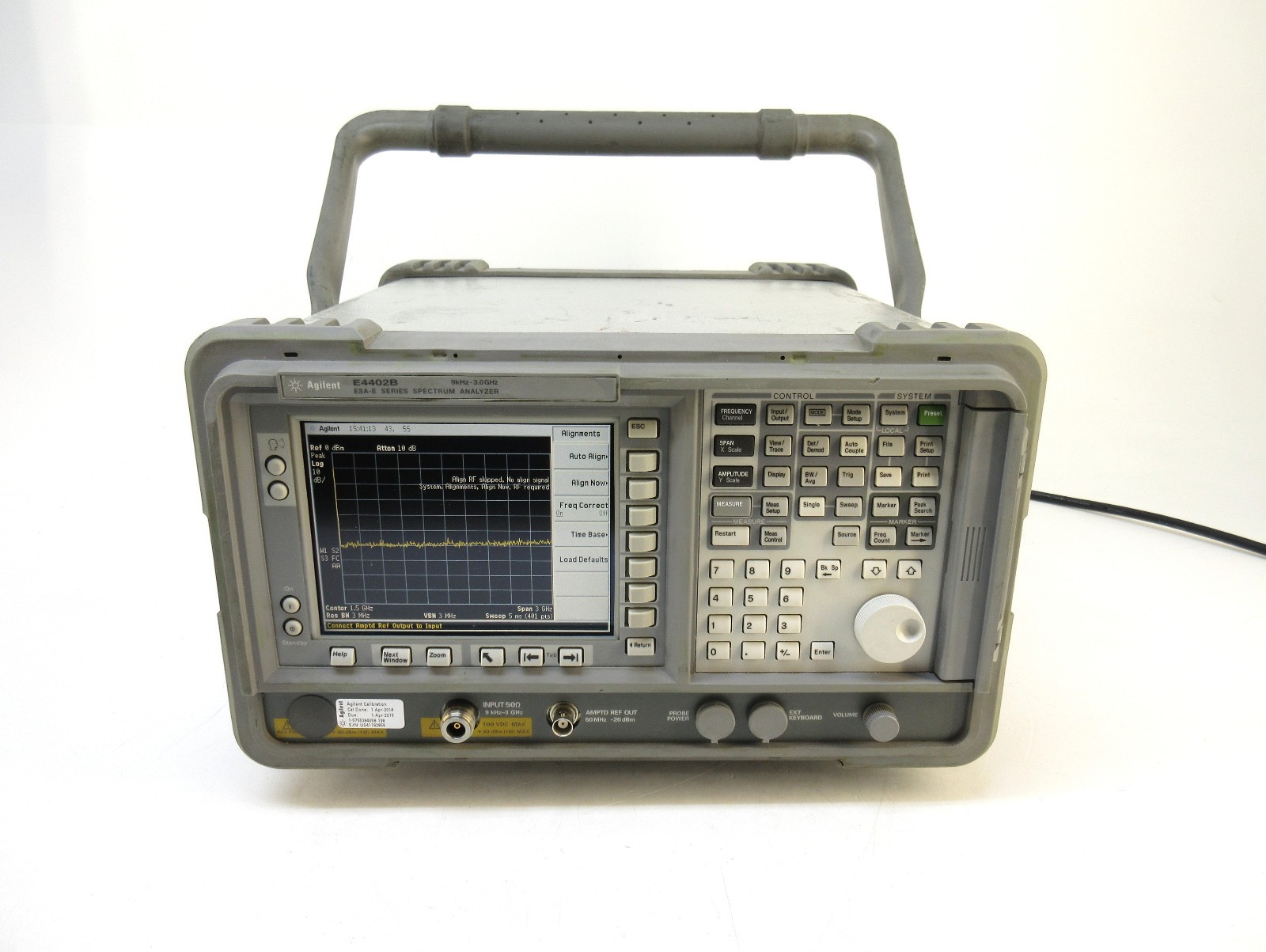 HP Agilent Keysight E4402B 9kHz to 3GHz Spectrum Analyzer 0B0, 1AX, 1D5, 1DS BAA