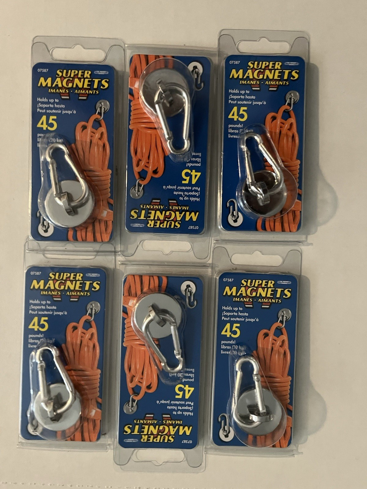 NEW- Magnet Source 07587 Neodymium Magnetic Carabiner Magnet Hook 45 Lbs- LOT 6