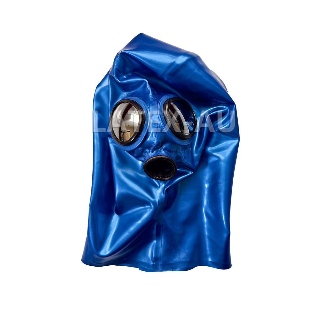Latex Hood Silver Glasses Mouth Sleeve Rubber Mask Clubwear Fetish 0.4mm