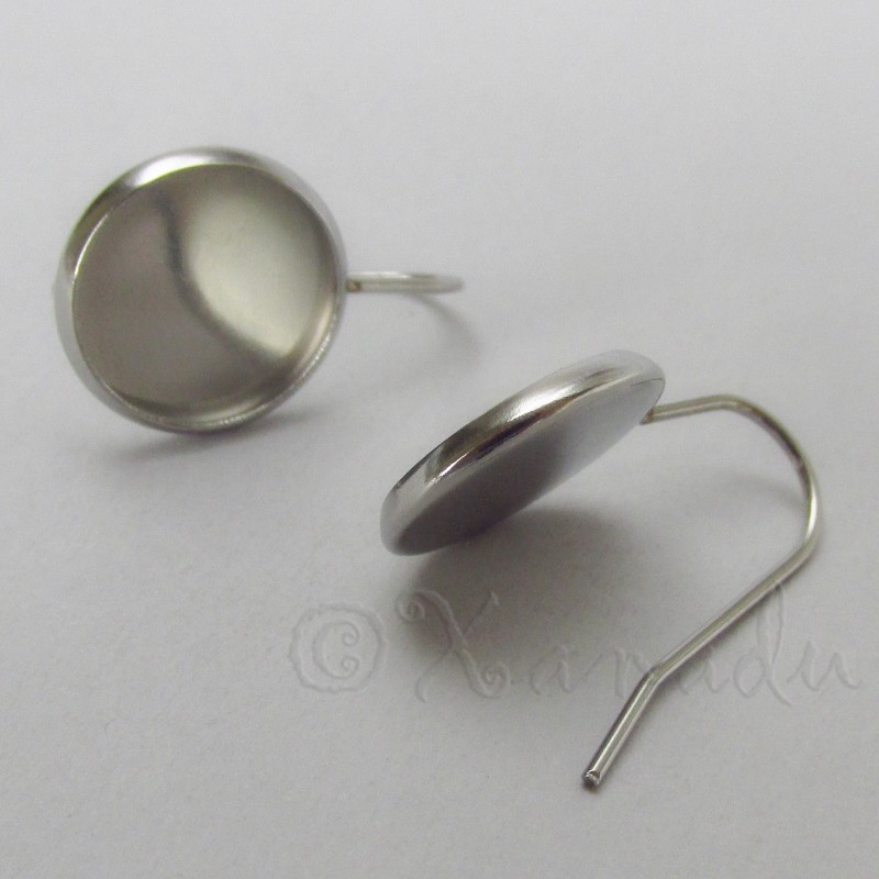 Earring Cabochon Bezel Settings For 12mm Cabs F3735 - 1, 2 Or 5 Pairs