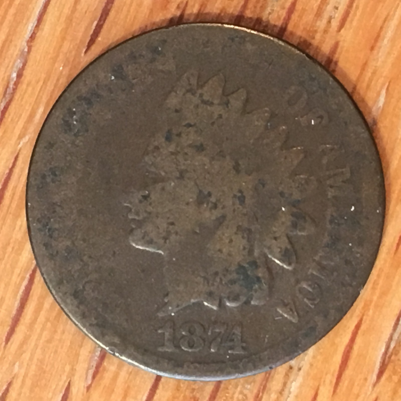 1874 Indian Cent - High Quality Scans #G002