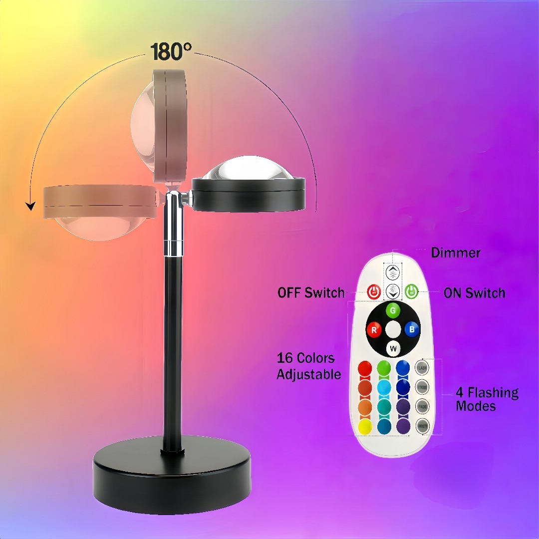 Sunset Lamp Projector 16 Colors LED Rainbow Light Remote Night Decor Gift