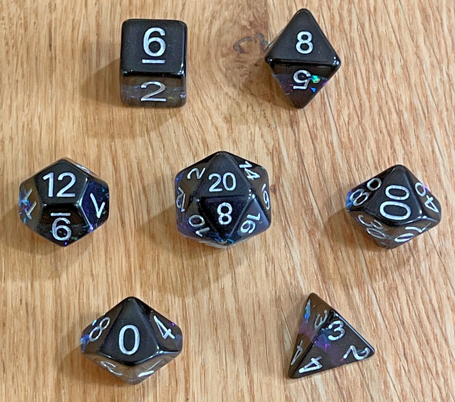 Chessex Dice Set: Opaque Black Nebula polyhedral die RPG D&D