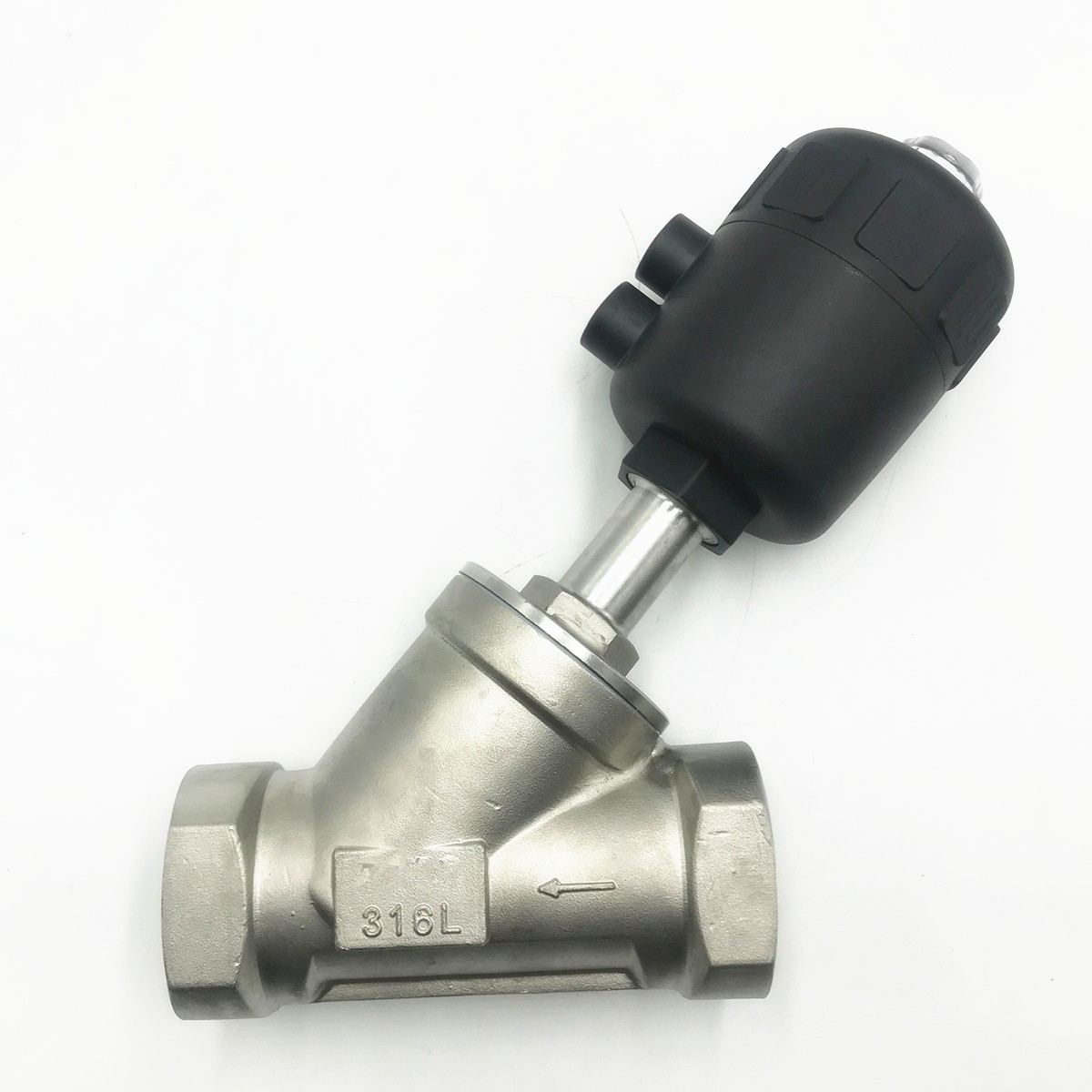 1-1/2" NPT DN40 Single Acting Angle Seat Valve Stainless Steel Air Actuated NC