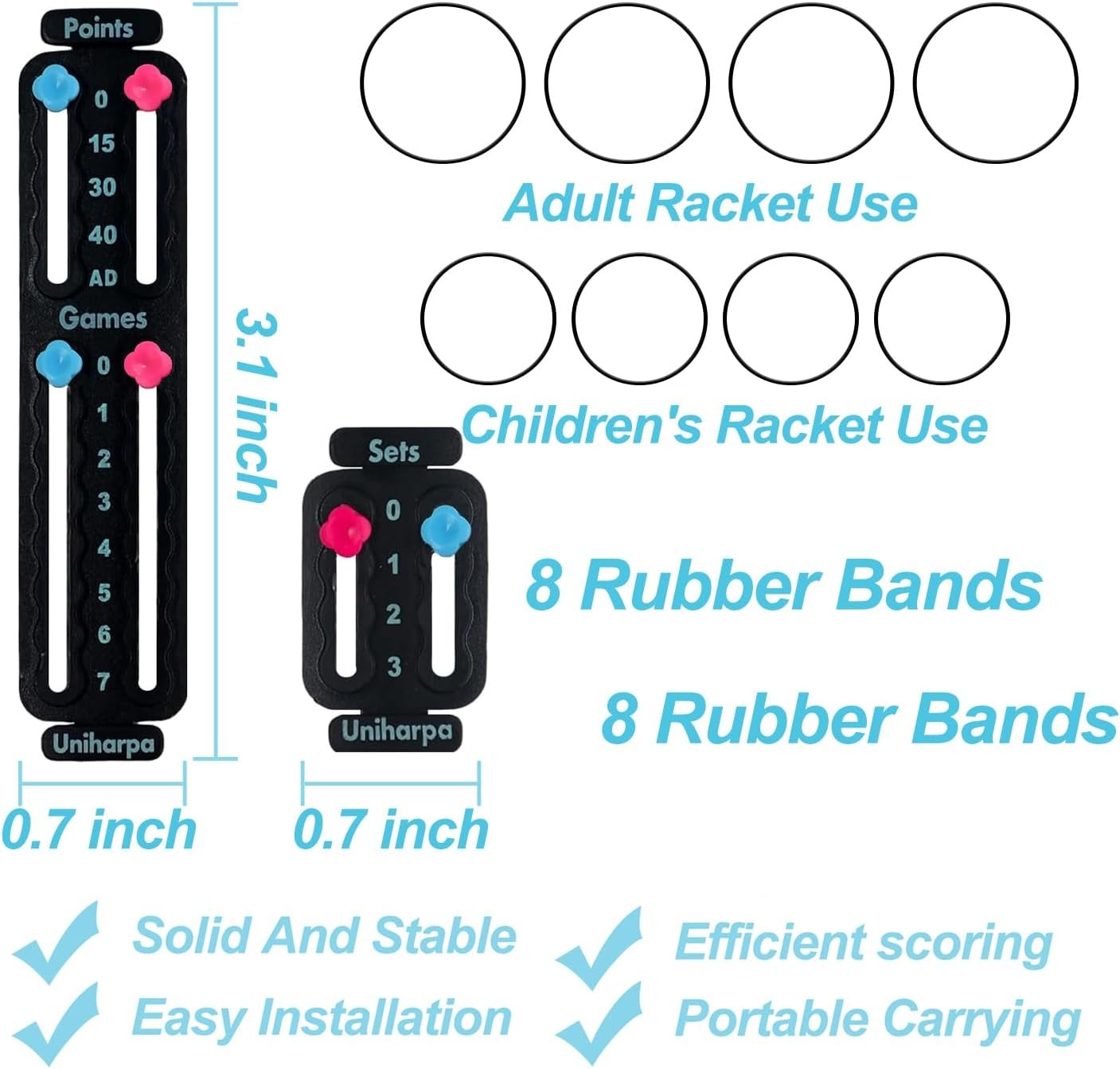 Uniharpa Tennis Score Keeper for Racket Padel,Tennis Pickleball black