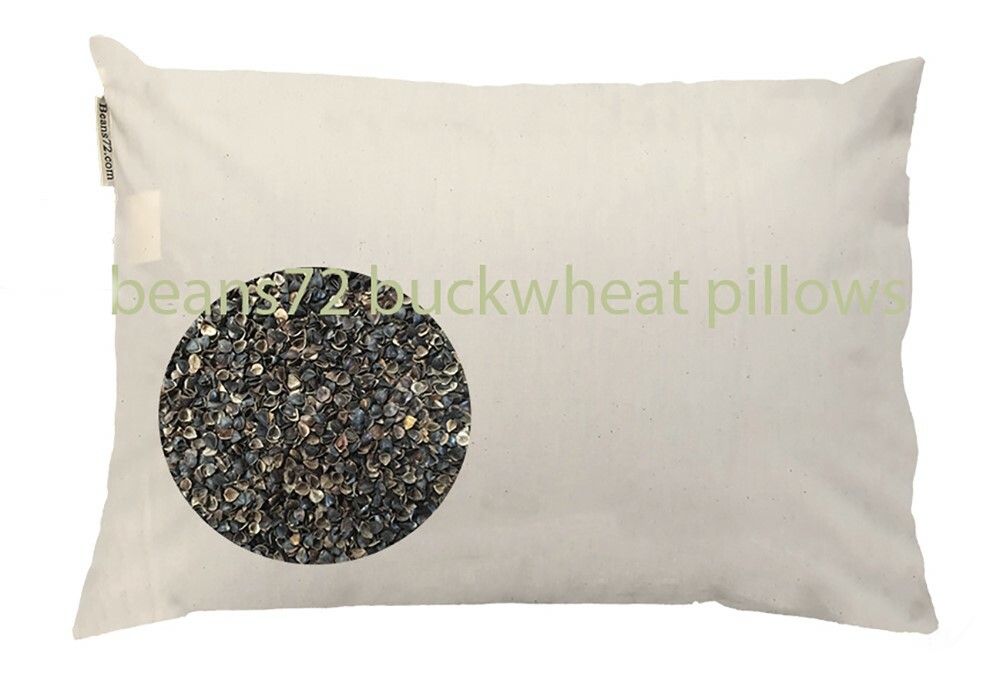 beans72 Organic Buckwheat Pillow - Japanese size 14" x 20"  *Made in USA