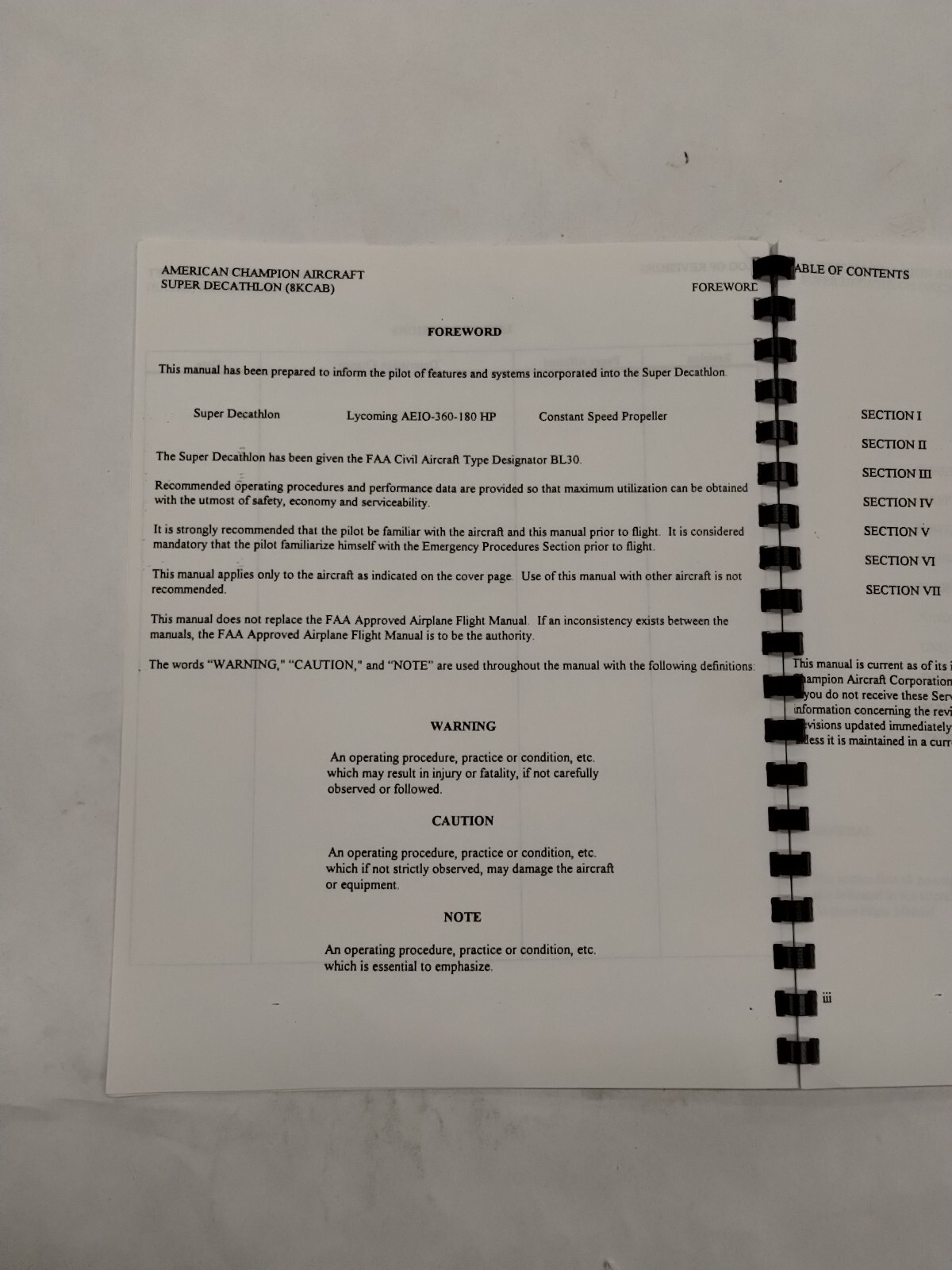 American Champion Super Decathlon 8KCAB Pilots Operating Manual-Copy