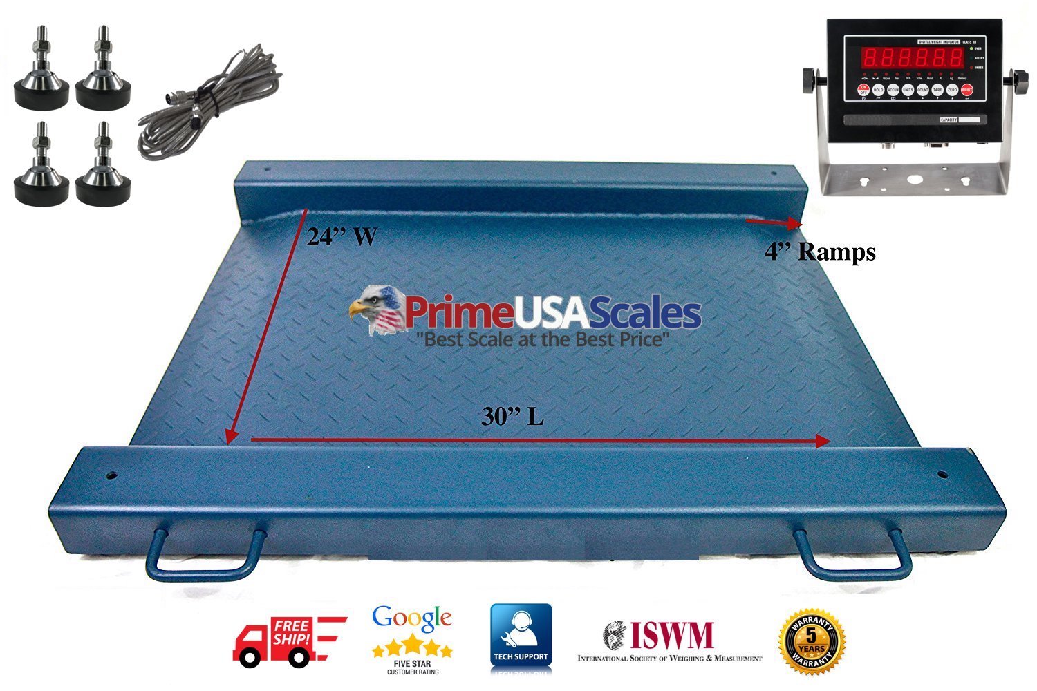 Floor Scale Drum Scale 24"x30" Wheelchair Scale 1,500 lb Portable