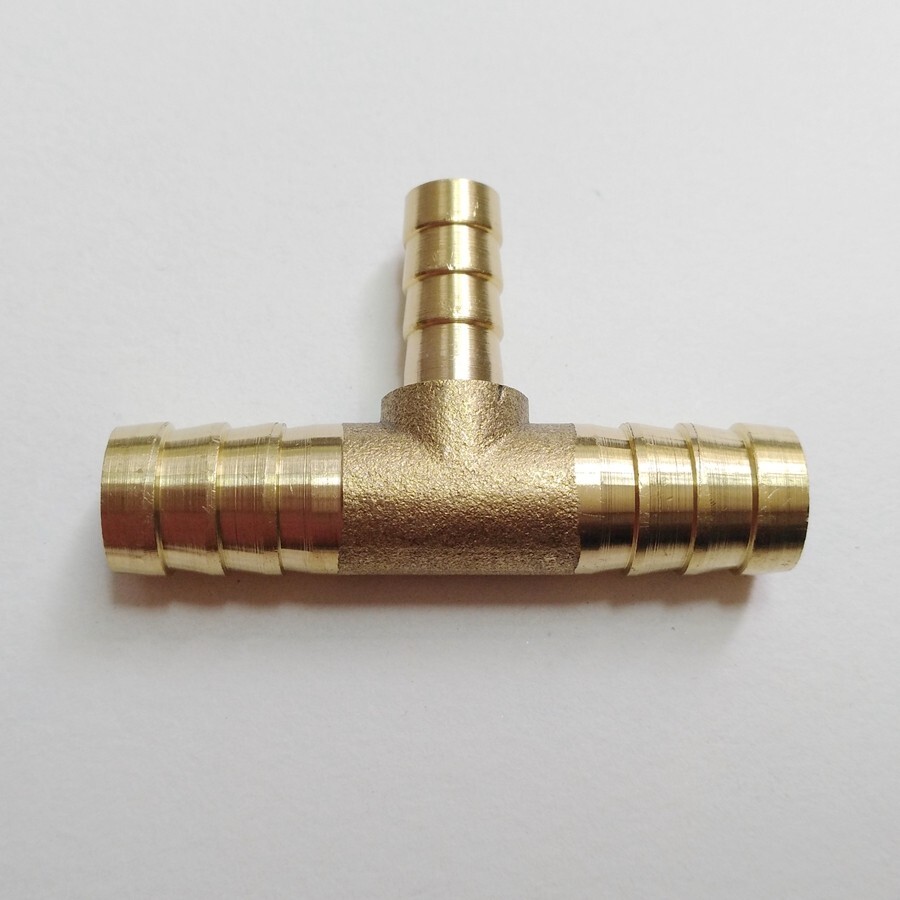 5/16" X 1/2" HOSE BARB TEE Brass Pipe 3 WAY T Fitting Gas Fuel Water Air M889