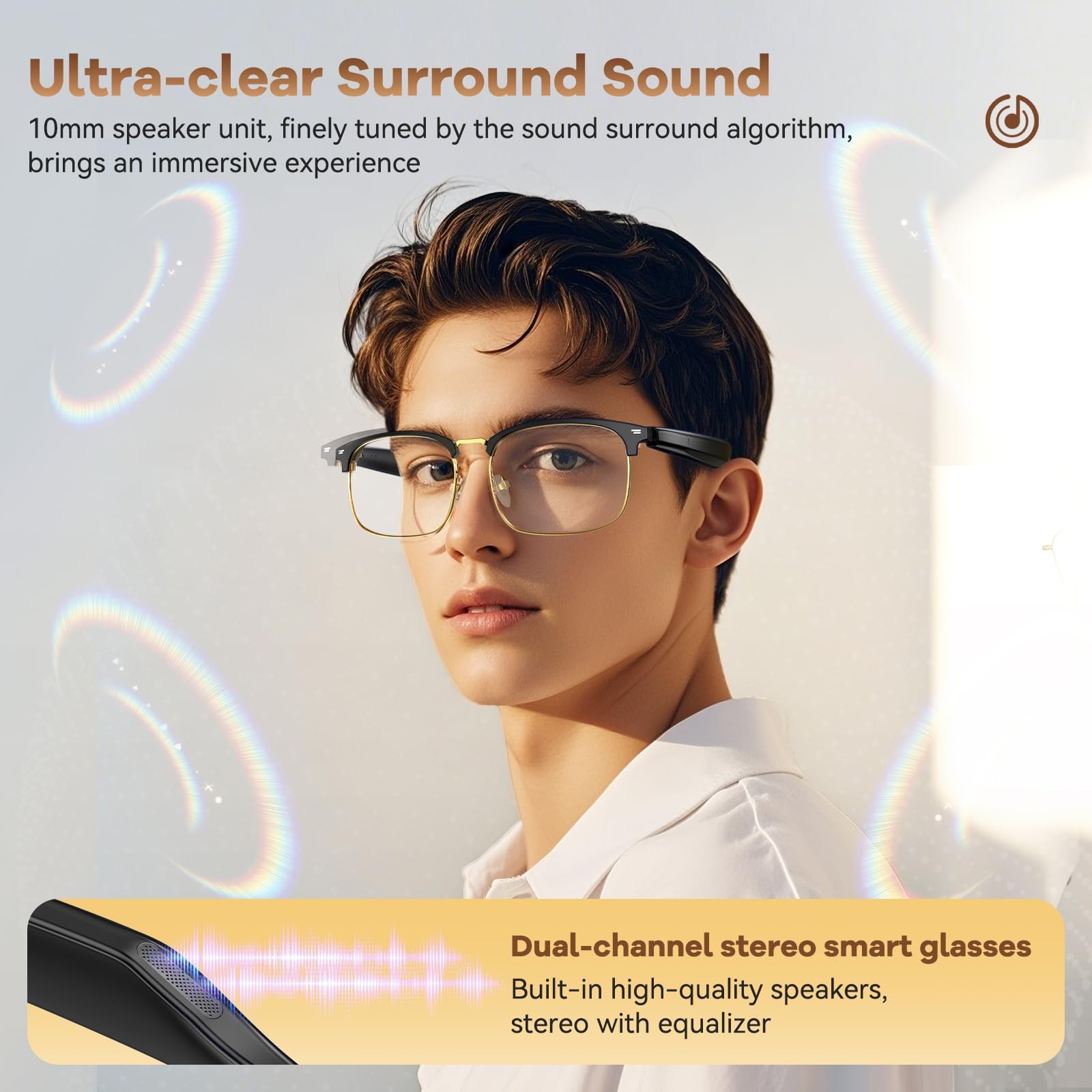AI Translation Glasses, Wireless Bluetooth Real-Time Translation Glasses, Sim...
