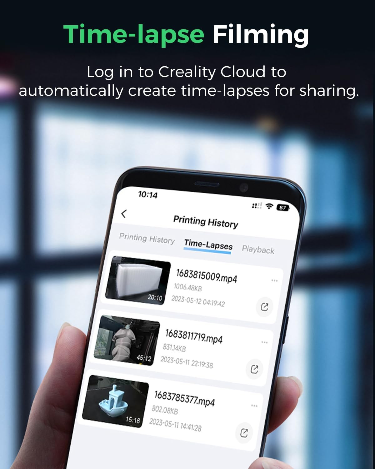 Creality K2/K2 Pro Chamber AI Camera Auto Generation TimeLapse Video