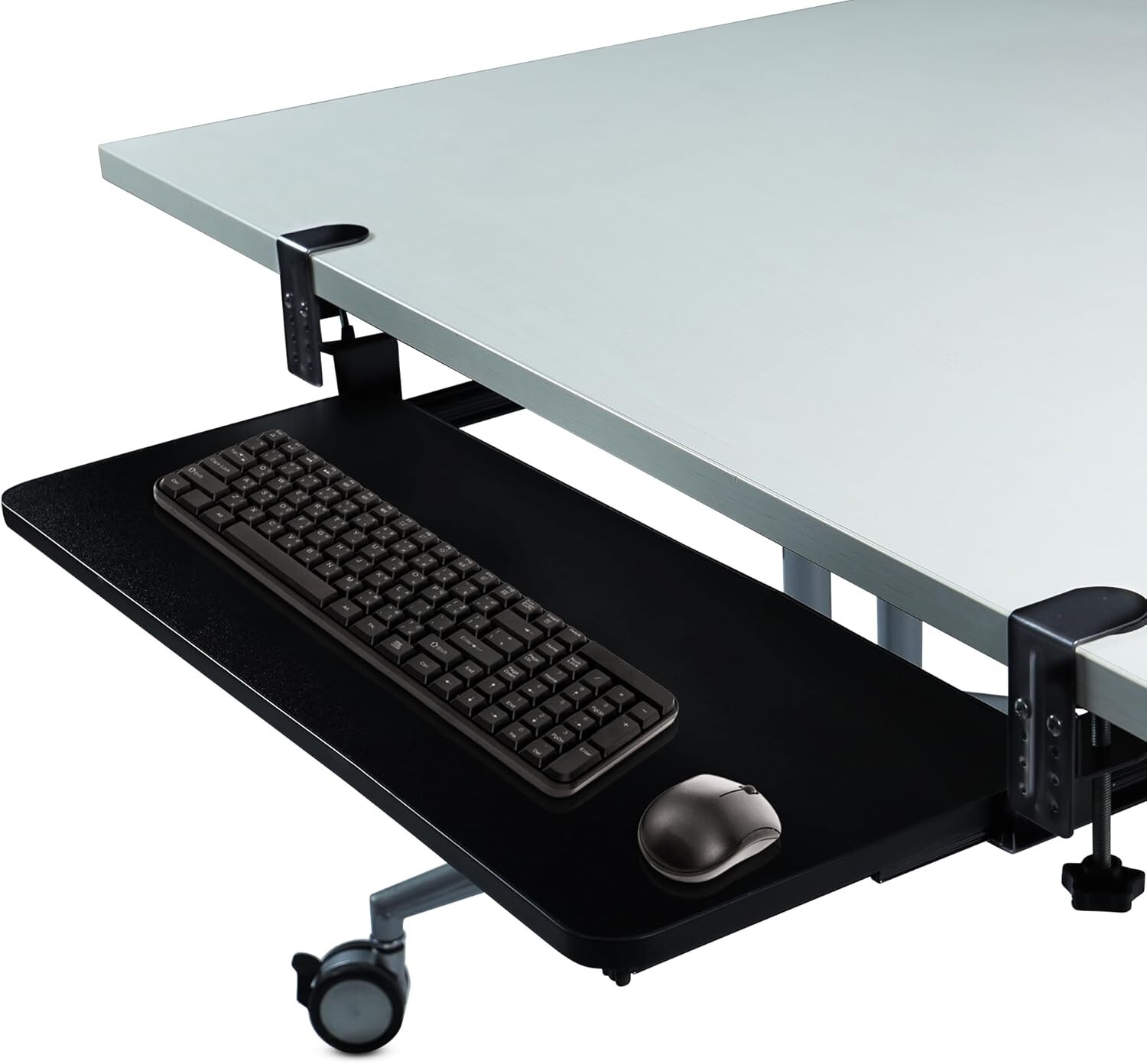 Keyboard Tray Under Desk, Pull Out Keyboard & Mouse Tray with C Clam