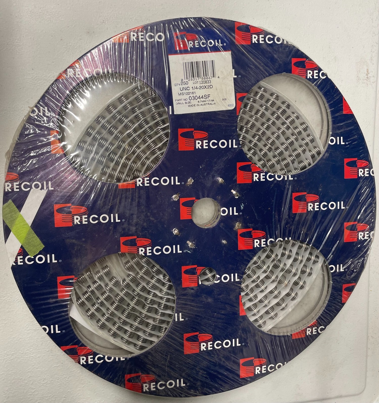 Recoil Tangless Inserts 03044SF UNC 1/4-20x2D roll of 250