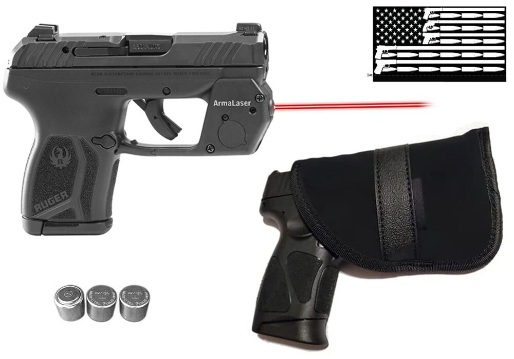 ArmaLaser TR39 Ruger LCP Max RED Laser Sight w/Grip Touch On & Pocket Holster