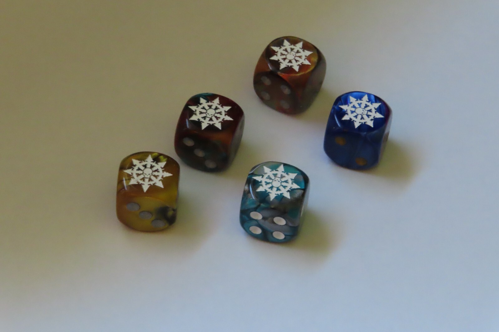 x5 Chaos Star Marbled dice. Chessex unknown