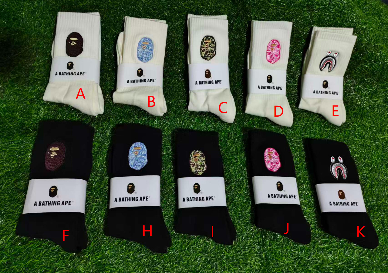5Pairs BAPE SOCKS L MEN‘S ( US 6-12 ) FREE SHIPPING