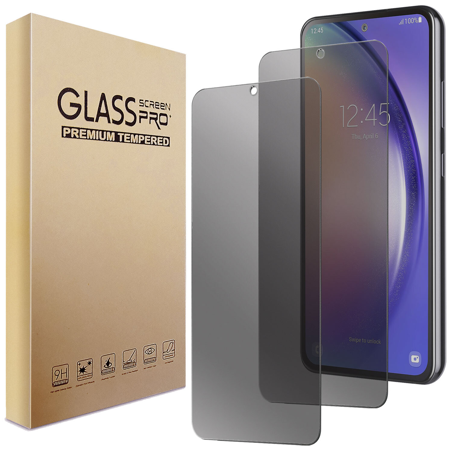 For Samsung Galaxy S23 FE Anti-Spy Privacy Screen Protector,Black Tempered Glass