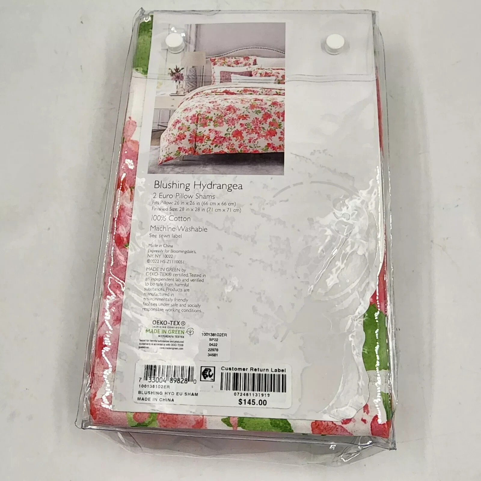 Sky Blushing Hydrangea 2 Euro Pillow Sham
