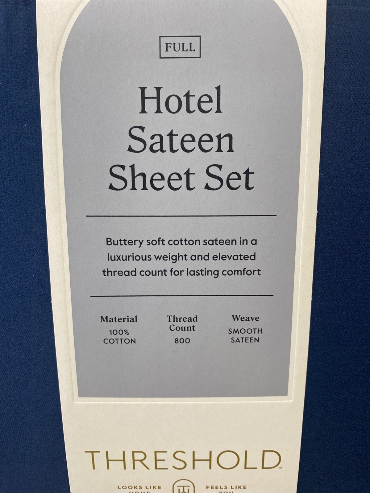 NEW Threshold 800 TC Thread Count Full Hotel Sateen Sheet 6pc Set Graphite Blue
