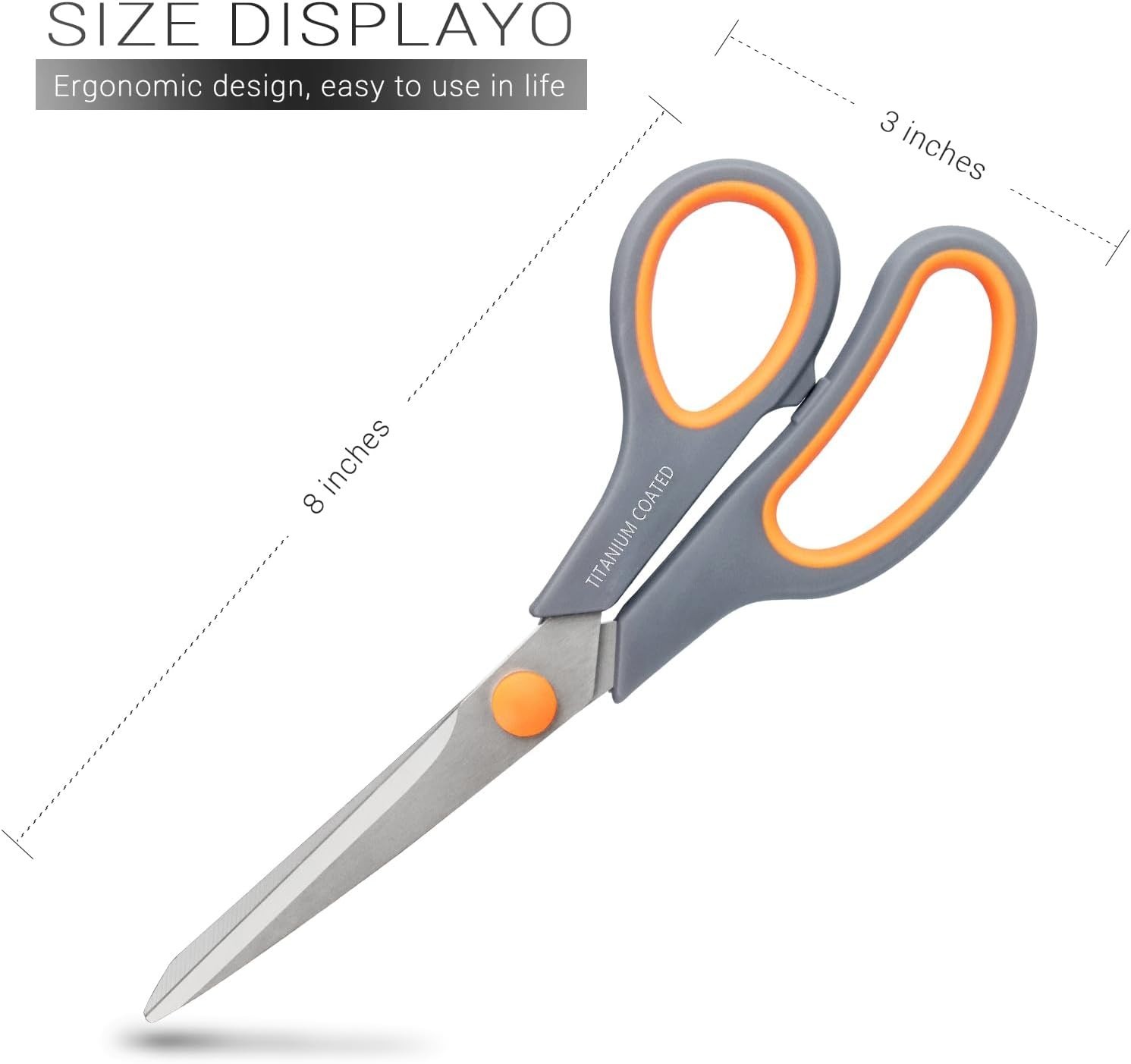 Ergonomic 8-Inch Titanium Coated Scissors, Sharp and Versatile for Every Project