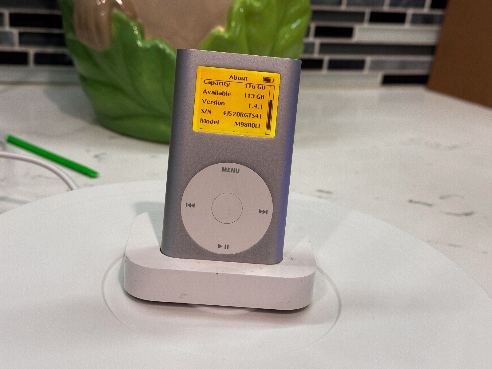 Heavily Modded Mint Silver iPod Mini 2nd Gen - Orange Backlight, Taptic, 256GB