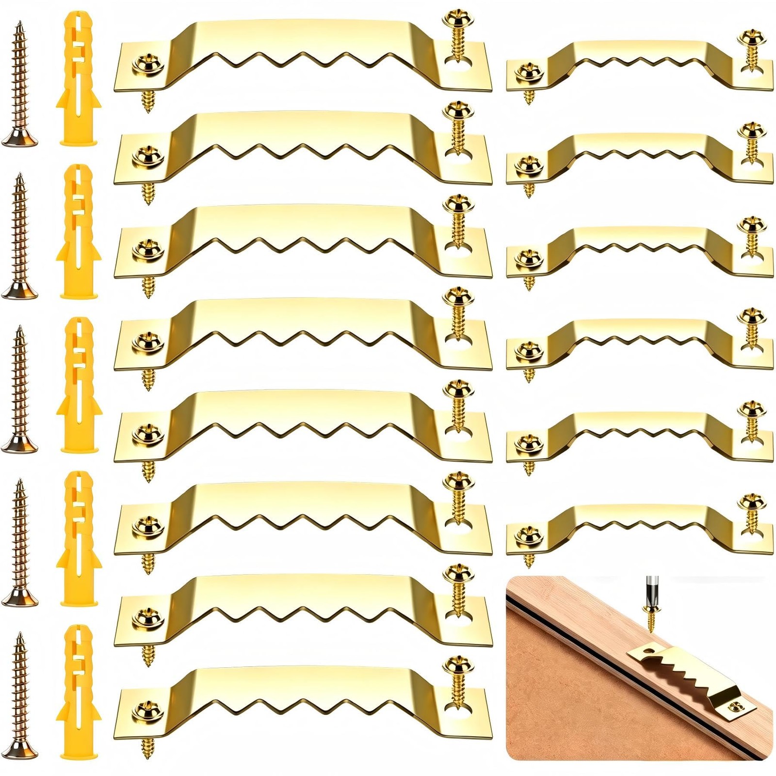 48 Pack Sawtooth Picture Hangers 2 Sizes with Drywall Anchors Screws for Art