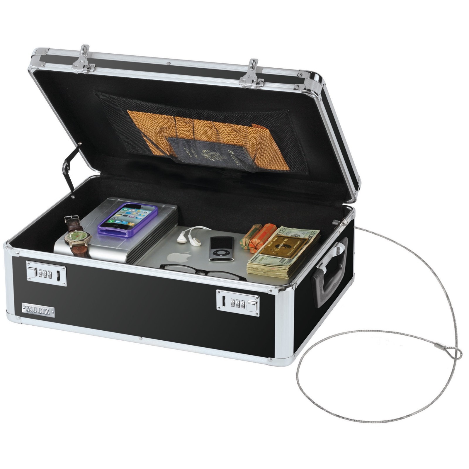Vaultz Black Locking Storage Chest with Combination Locks for Dorms