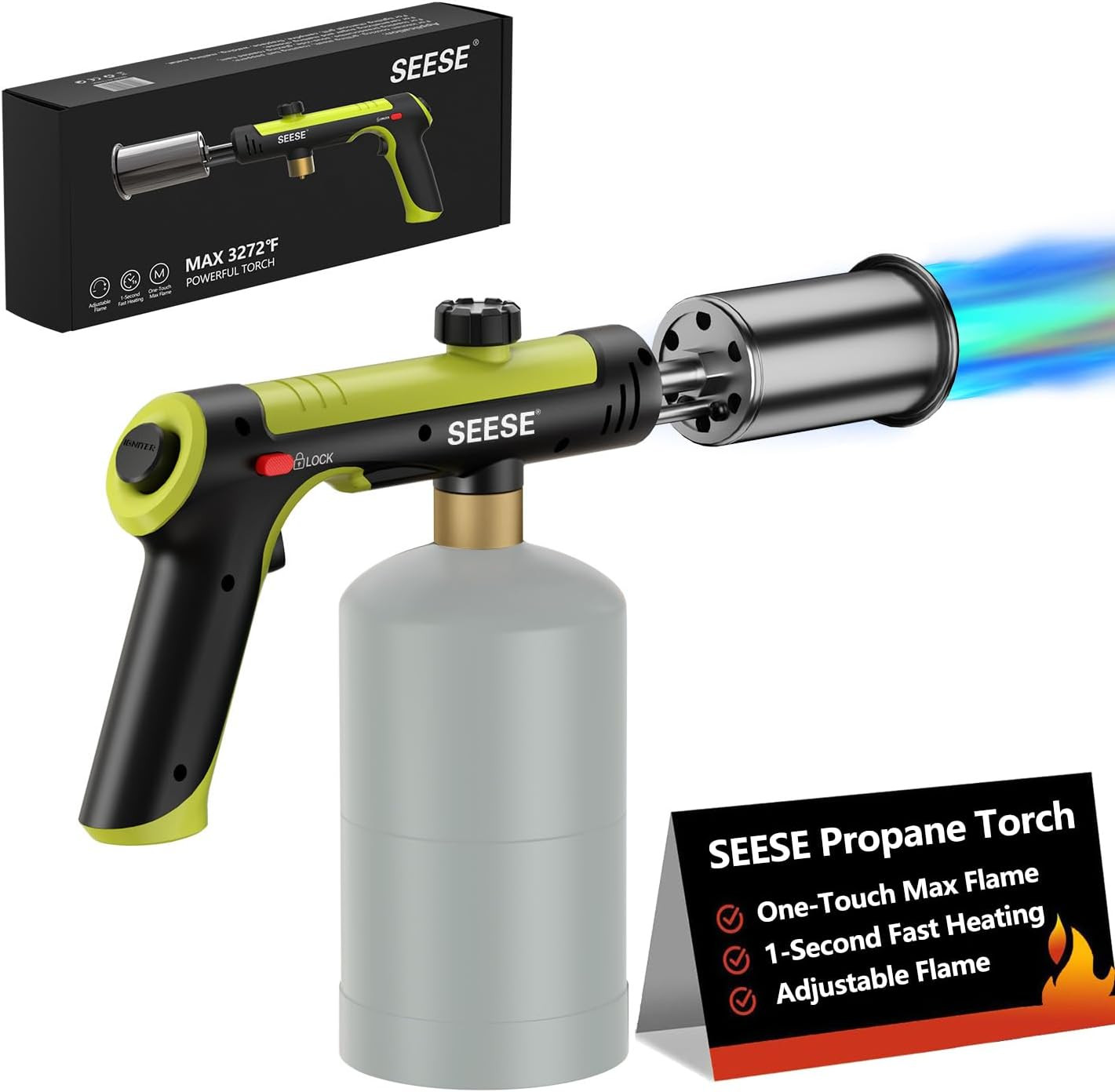 Powerful Propane Torch Gun,Kitchen Cooking Torch with One-Touch Max Fire, Cha...